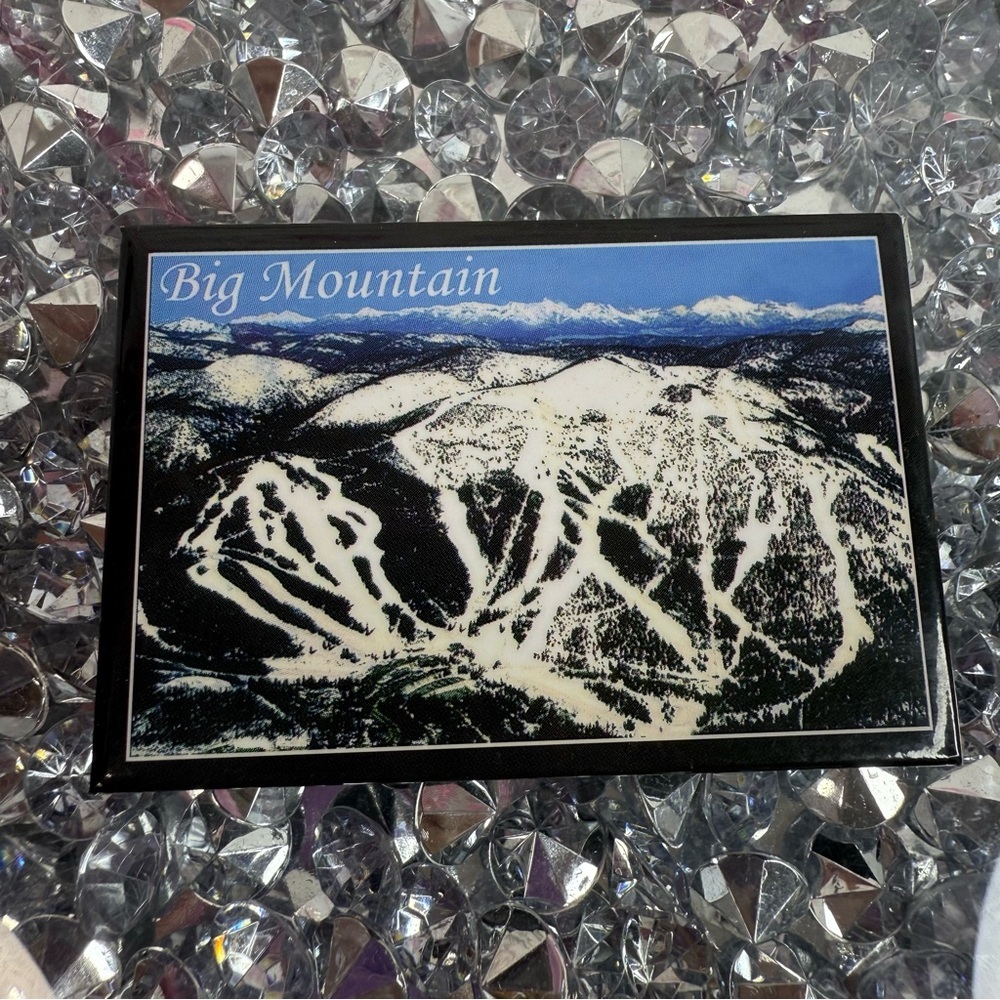 Montana magnet fridge Big Mountain Scenic Postcard Like Magnet Blue White, Black